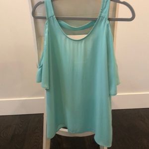 Mint blouse with open back